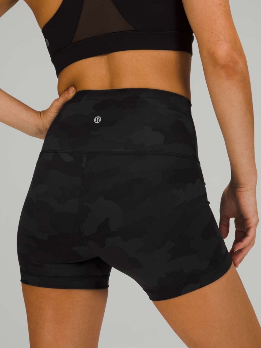Like New [Lululemon] Black Camo High Rise Wunder Train 6" Biker Short | 2 · XS